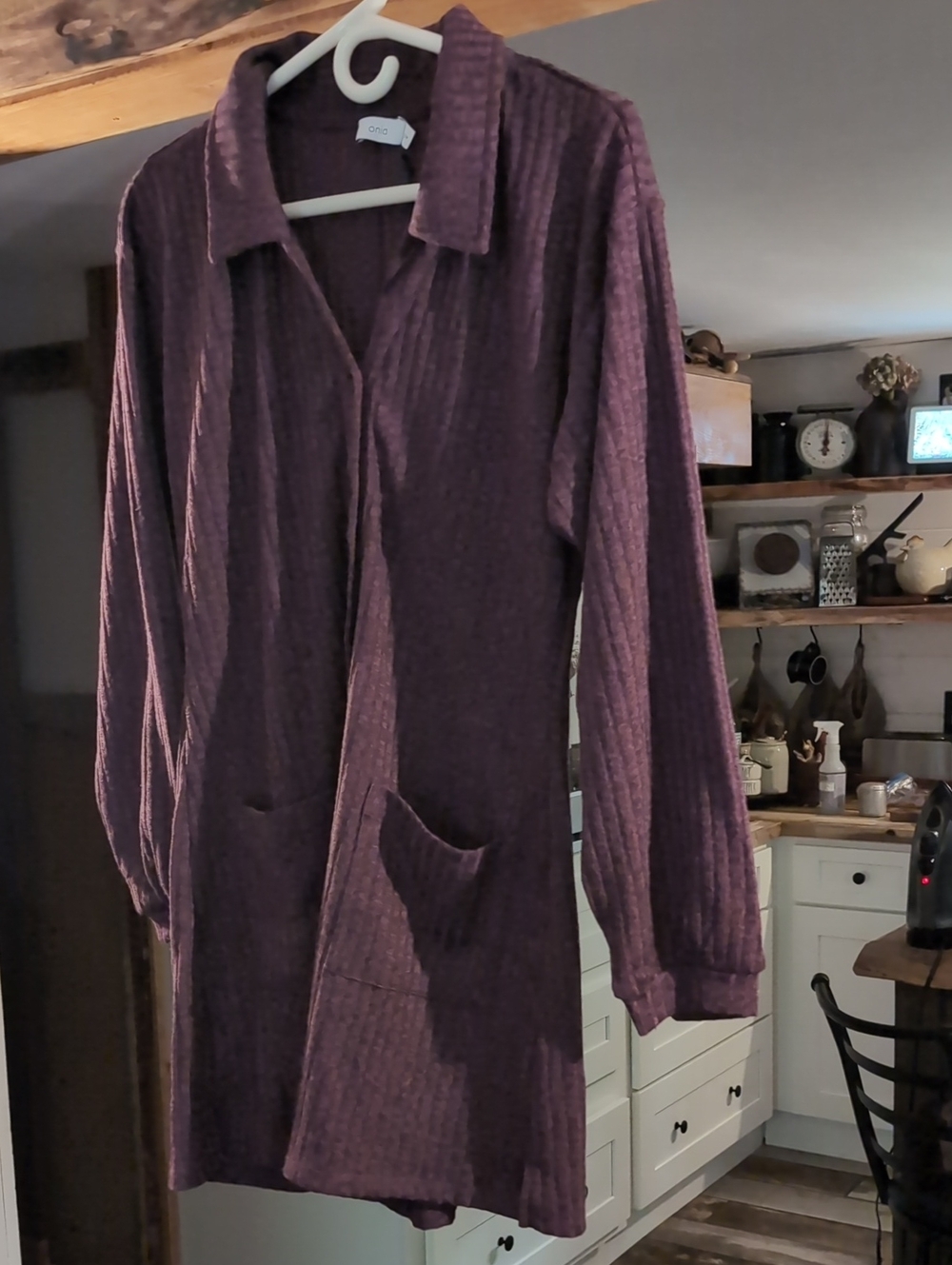 Onia Plum Ribbed Button-Front Duster
